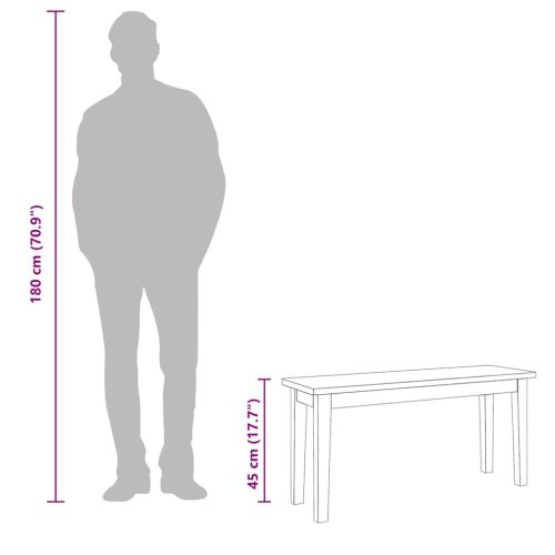 Пейка 90 cm Масивна дървесина Гума