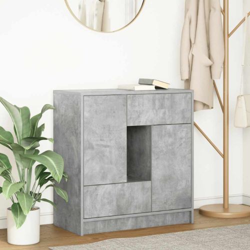 Бюфет с чекмеджета и вратички, бетонно сив, 70,5x34x74,5 см
