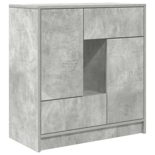 Бюфет с чекмеджета и вратички, бетонно сив, 70,5x34x74,5 см