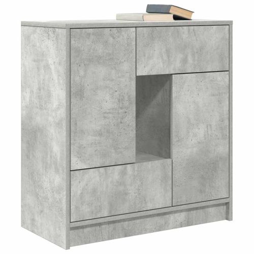Бюфет с чекмеджета и вратички, бетонно сив, 70,5x34x74,5 см