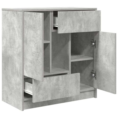 Бюфет с чекмеджета и вратички, бетонно сив, 70,5x34x74,5 см