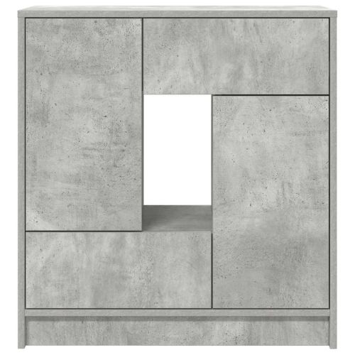 Бюфет с чекмеджета и вратички, бетонно сив, 70,5x34x74,5 см
