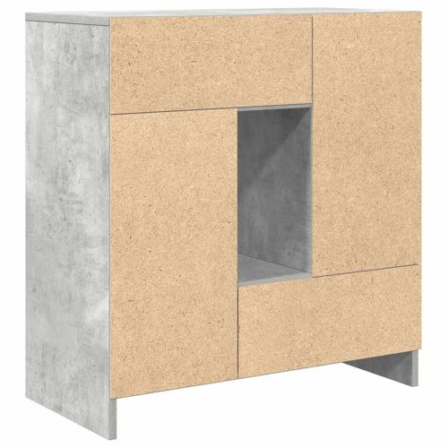 Бюфет с чекмеджета и вратички, бетонно сив, 70,5x34x74,5 см