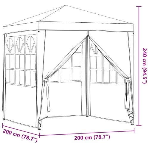 Парти шатър 200 x 200 x 240 см Светлосиво Полиетилен и стомана