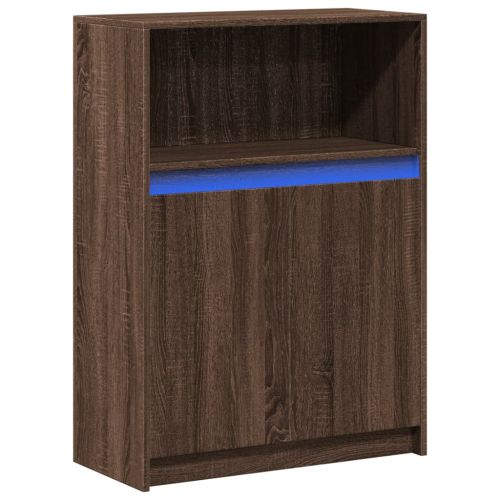 Сайдборд с LED, кафяв дъб, 72x34x100 см, инженерно дърво