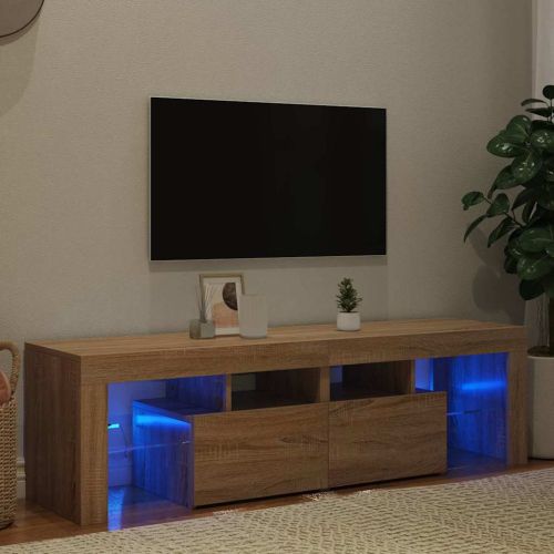 ТВ шкаф с LED осветление, сонома дъб, 140x36,5x40 см