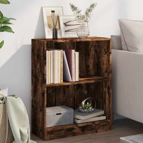 Етажерка за книги, опушен дъб, 60x24x76 см, инженерно дърво