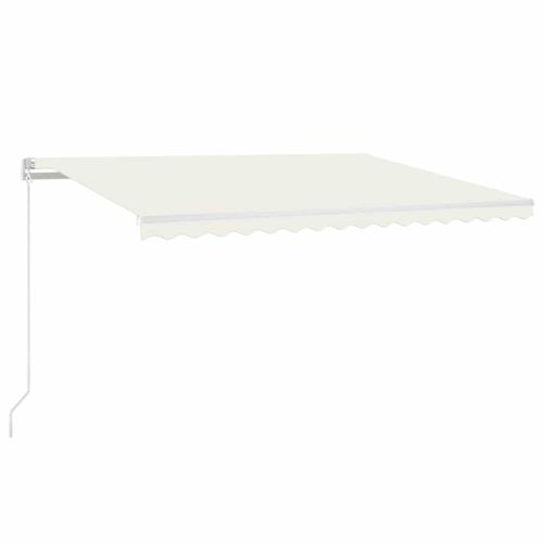 Ръчно прибиращ се сенник с LED, 450x350 см, кремав