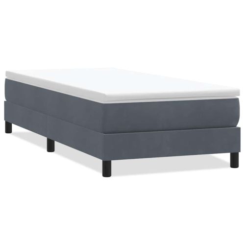 Box Spring Легло без матрак Тъмно сиво 100x210 cm Кадифе