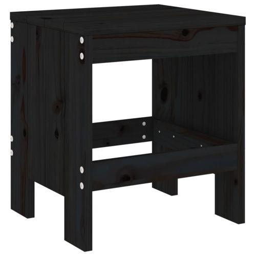 Градински табуретки 2 бр черни 40x36x45 см борово дърво масив