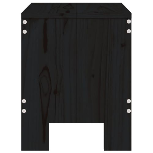 Градински табуретки 2 бр черни 40x36x45 см борово дърво масив