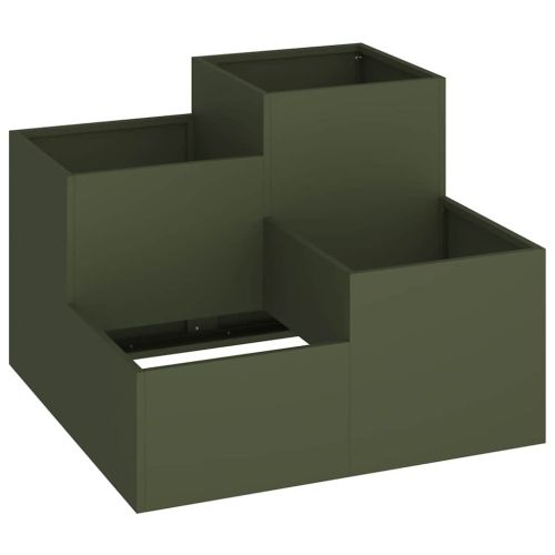 Градинска саксия Маслиненозелен 80 x 80 x 60 см Стомана