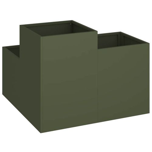 Градинска саксия Маслиненозелен 80 x 80 x 60 см Стомана