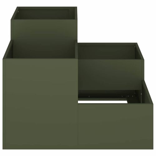 Градинска саксия Маслиненозелен 80 x 80 x 60 см Стомана