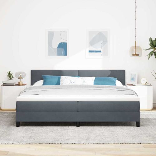 Легло с пружинирана основа Тъмен сив 200 x 200 cm Кадифе