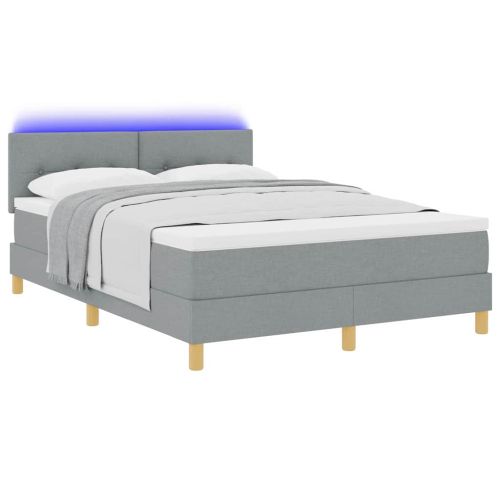 LED кутия за пружини с легло Светлосиво 140 x 190 cm текстил