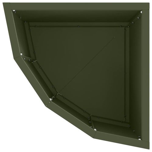 Ъглов сандък за цветя Маслиненозелено 30 x 30 x 35 см Стомана