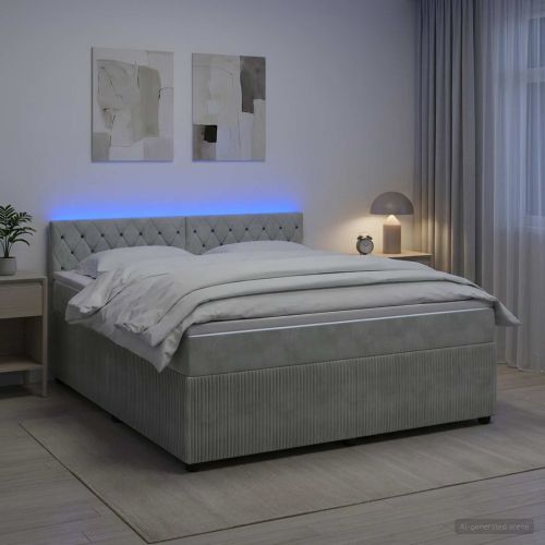 Континентално легло с матрак Светлосиво 140 x 190 cm Кадифе