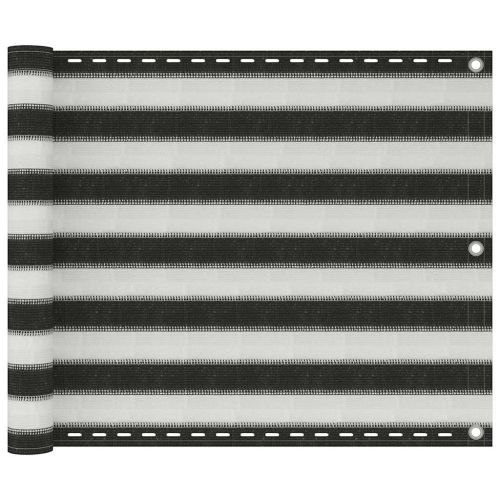 Балконски екран, HDPE, 75x600 см, антрацитно сиво и бяло