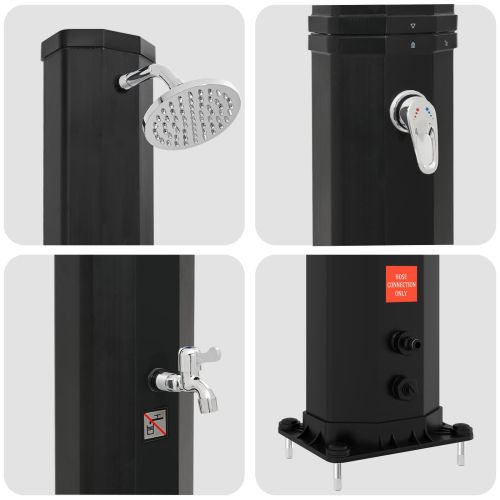 Соларен душ с душ-глава и кран 40 l PVC, ABS, Цинкова сплав