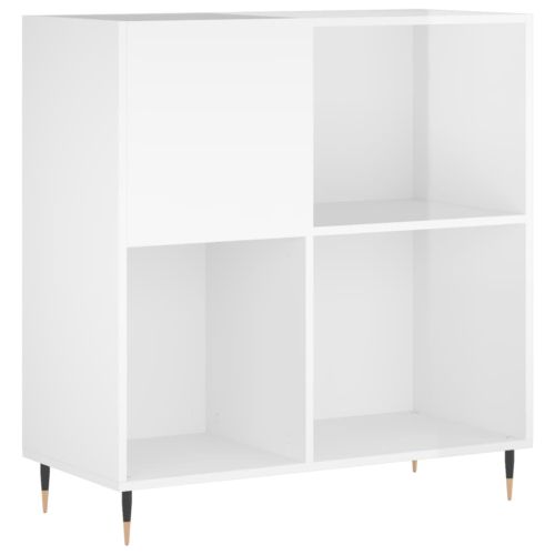 Шкаф за винилови плочи бял гланц 84,5x38x89 см инженерно дърво