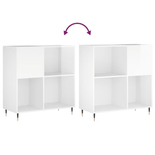 Шкаф за винилови плочи бял гланц 84,5x38x89 см инженерно дърво