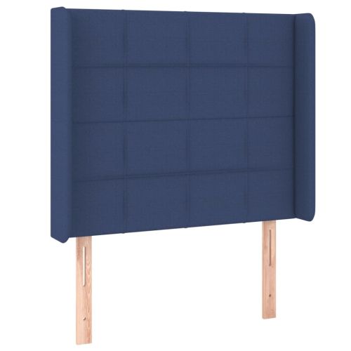 Боксспринг легло с матрак и LED, синьо, 80x200 см, плат