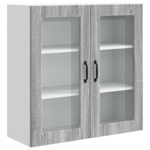 Стенен стъклен шкаф PORTO Сив Сонома 80 x 31 x 80 см