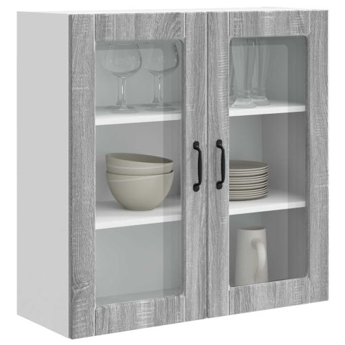 Стенен стъклен шкаф PORTO Сив Сонома 80 x 31 x 80 см