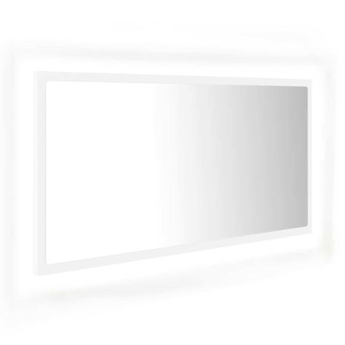 LED огледало за баня, бяло, 90x8,5x37 см, акрил