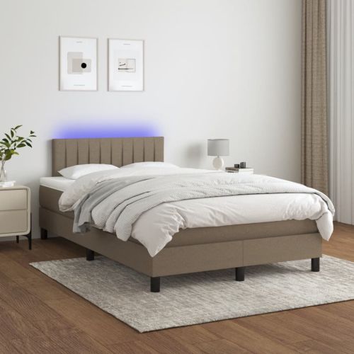 Боксспринг легло с матрак и LED, таупе, 120x190 см, плат