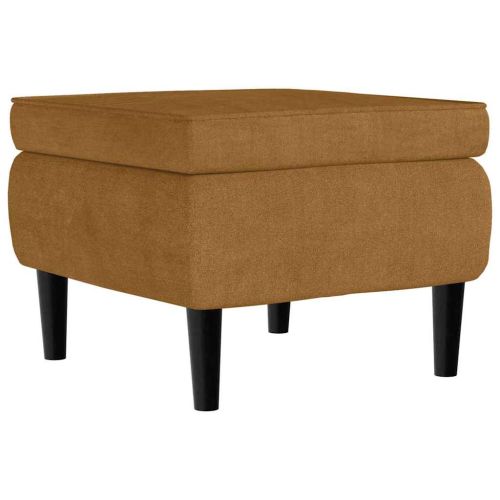 Фотьойл Wingback с табуретка, кафява, кадифе