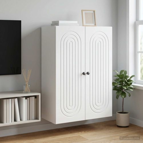 Стенно шкафче Бяло 66 x 34,5 x 90 см Инженерна дървесина