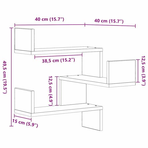 Стенен рафт 2 бр. Черния дъб 40 x 40 x 49,5 см