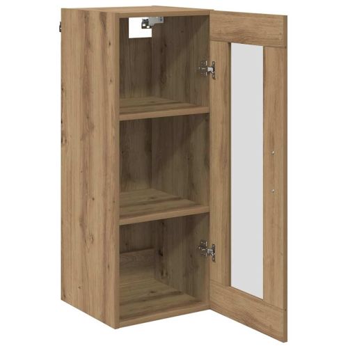 Стенен шкаф Дъб 34,5 x 34 x 90 см Инженерна дървесина и стъкло