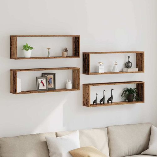 Стени за рафтове 4 бр. Старо дърво 80 x 15 x 26 см