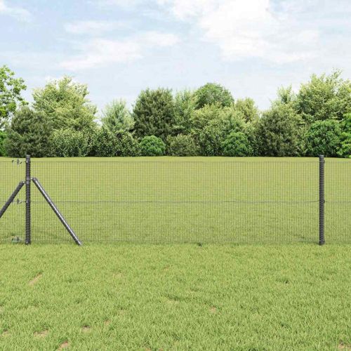 Заварена телена ограда за фиксиране на земята 25 x 0,8 m Сиво