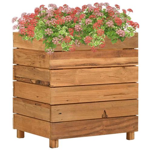 Повдигната леха 50x40x55 см рециклирано тиково дърво и стомана