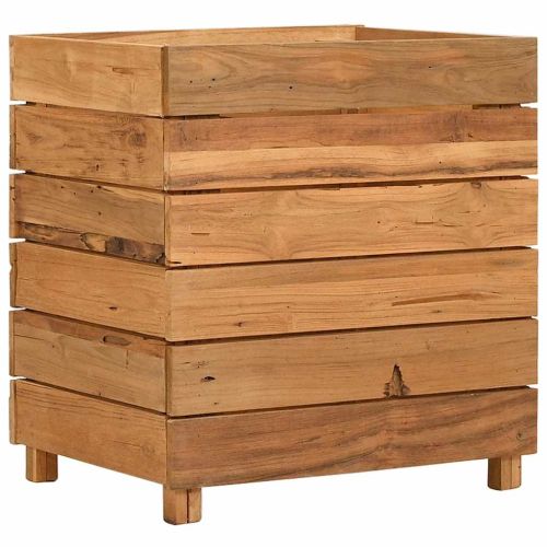Повдигната леха 50x40x55 см рециклирано тиково дърво и стомана