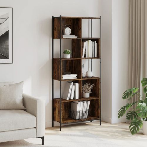 Библиотека, опушен дъб, 72x28x172 см, инженерно дърво
