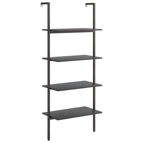 Етажерка стълба с 4 рафта черна 64x35x152,5 см