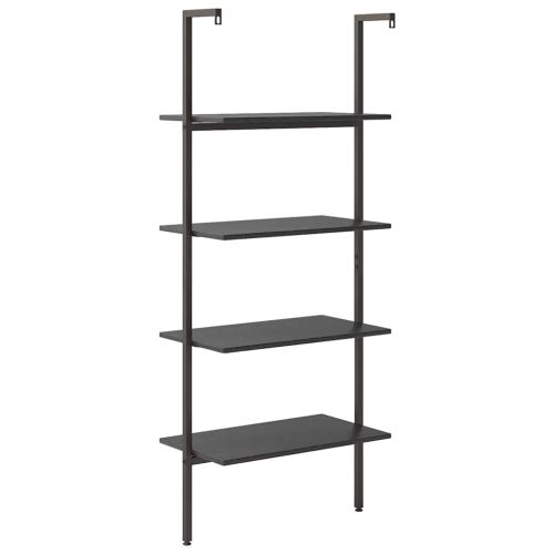 Етажерка стълба с 4 рафта черна 64x35x152,5 см