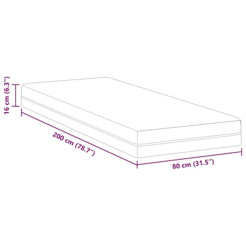 Матрак от мемори пяна Средно 80 x 200 cm Бяло и сиво