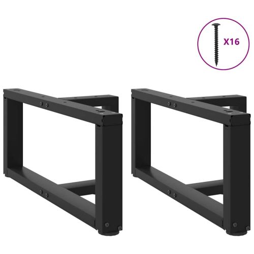 Крака за масичка за кафе, Т-образни, 2 бр., черни, 60x25x(30-31) см, стомана