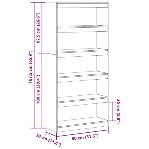 Шкаф за книги Кафяво с восъчно покритие 80 x 30 x 167,5 см