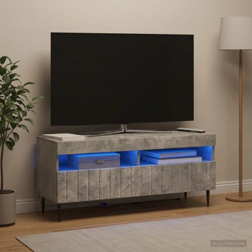 LED телевизионен кабинет ZWOLLE 100 x 35 x 43 см Бетонно сиво