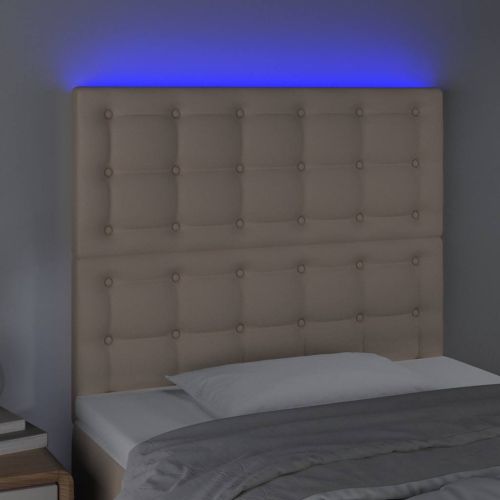 LED горна табла за легло, капучино, 100x5x118/128 см