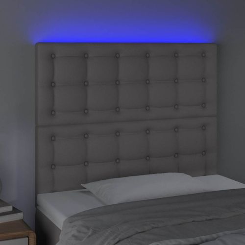 LED горна табла за легло, сива, 80x5x118/128 см изкуствена кожа