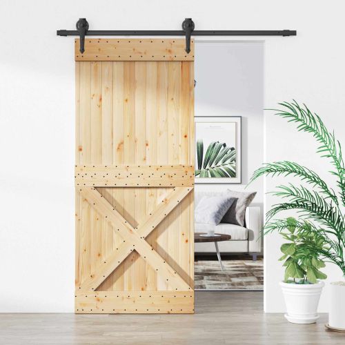 Преплъзваща се врата Естествено и черно 90 x 210 cm