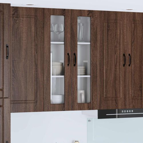 Стенен стъклен шкаф PORTO Кафяв дъб 60 x 31 x 100 см
